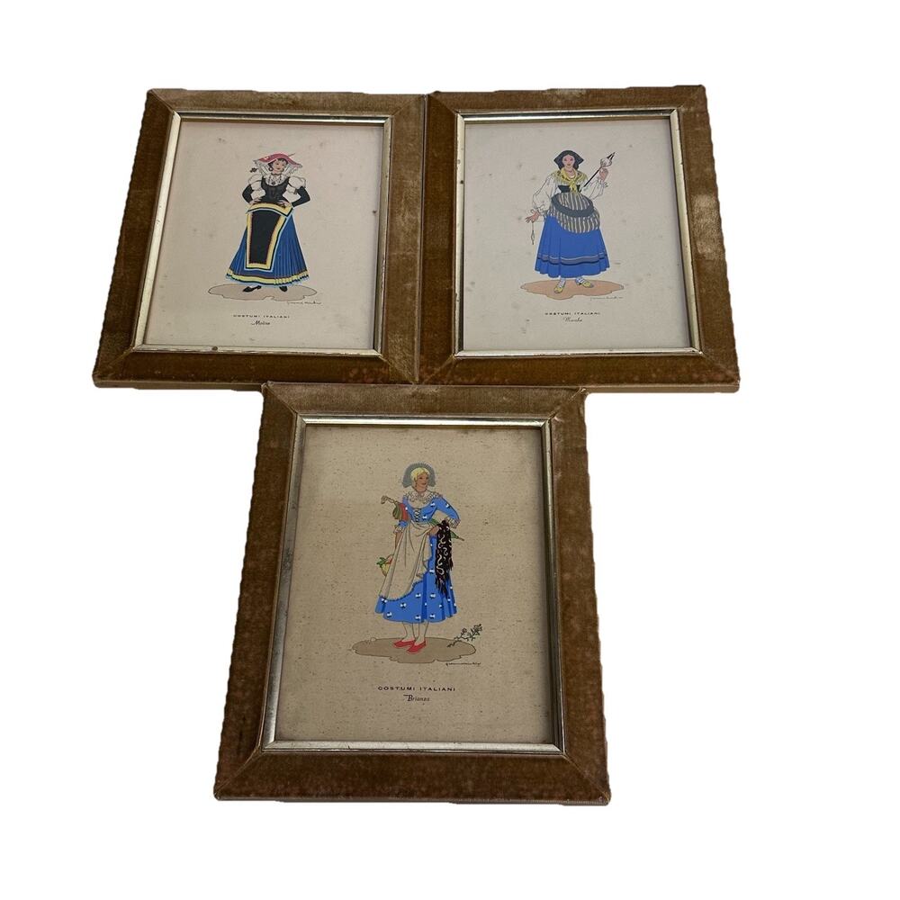 Vintage Costumi Italiani Ethnic Folklore Dress Traditional Small Wall Art